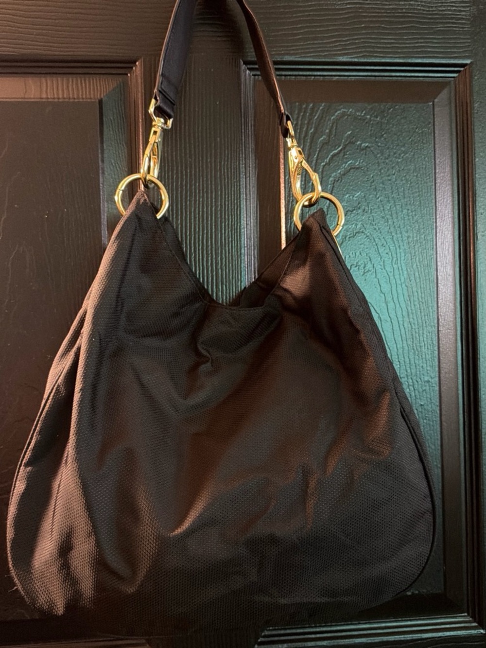 Banana Republic Black Hobo Bag with Gold Rings